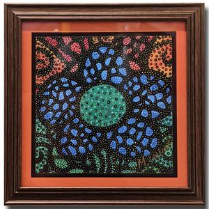 Colorful Abstract Flower Wall Art Signed Framed